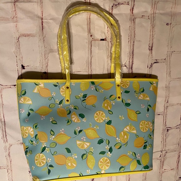 Trina Turk Lemon Print Tote Bag w/ Matching Wristlet | New w/ Tags - Picture 5 of 10